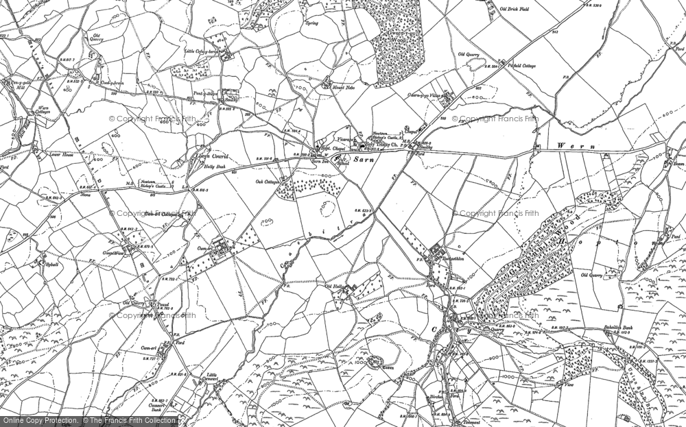 Old Map of Historic Map covering Llancowrid in 1884