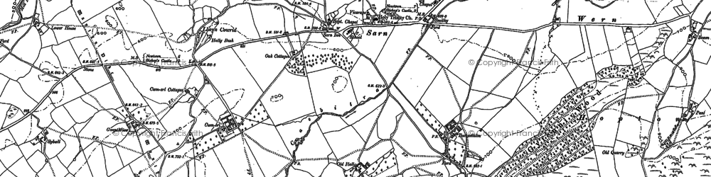 Old map of Llancowrid in 1884