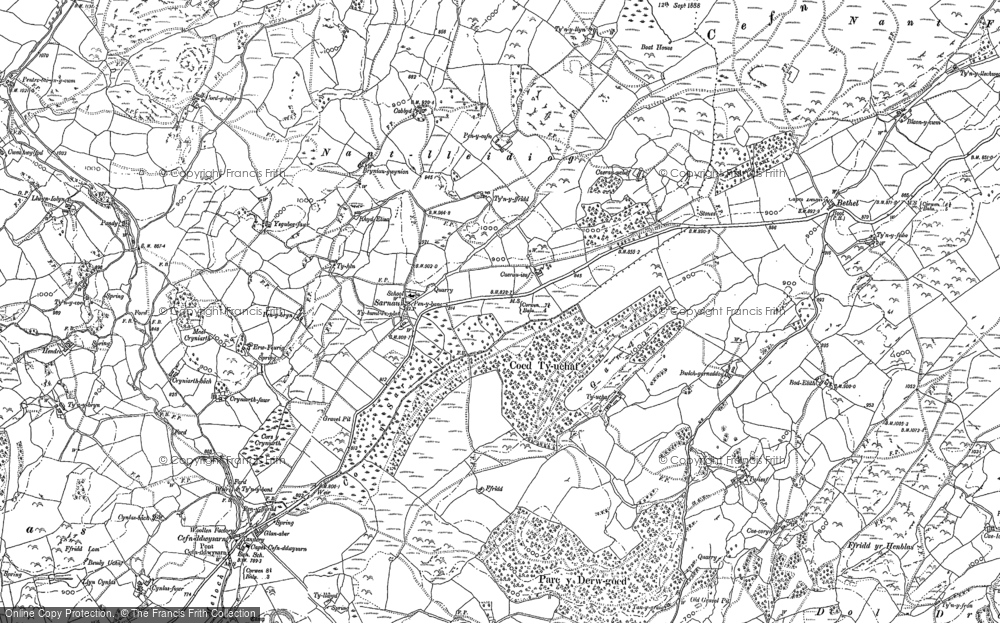 Old Map of Sarnau, 1886 in 1886