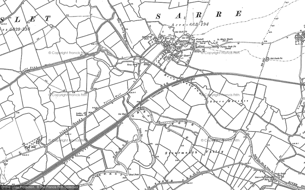 Old Map of Sarre, 1896 - 1906 in 1896