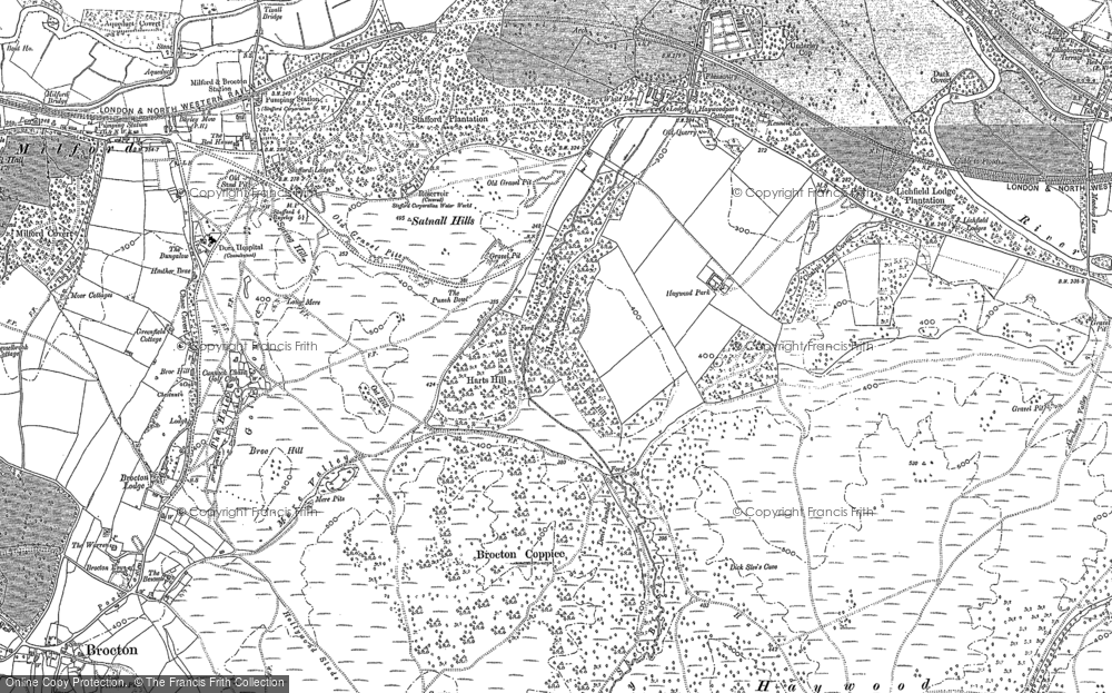 Old Map of Satnall Hills, 1881 in 1881