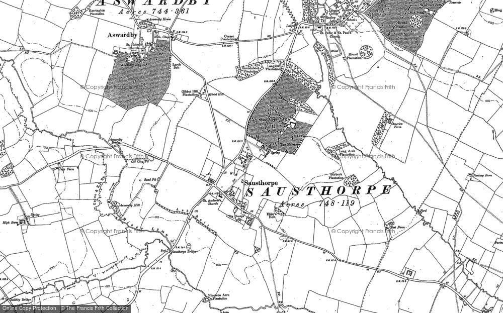 Old Map of Sausthorpe, 1887 in 1887