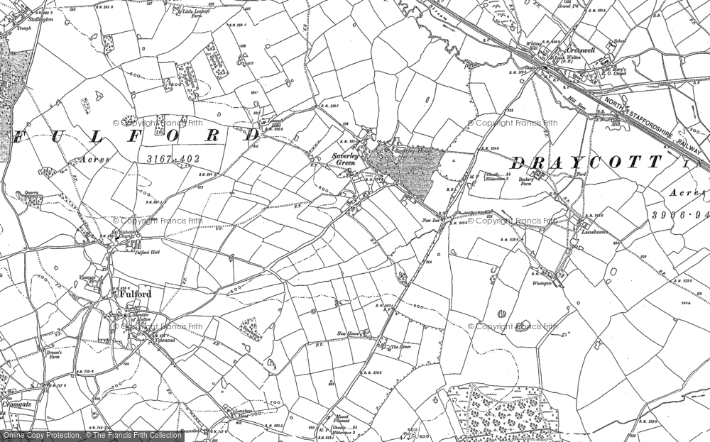 Old Map of Saverley Green, 1879 - 1880 in 1879