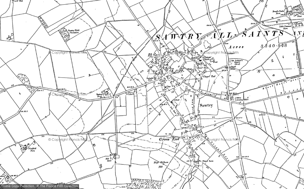 Old Map of Sawtry, 1887 in 1887