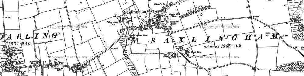 Old map of Saxlingham in 1885