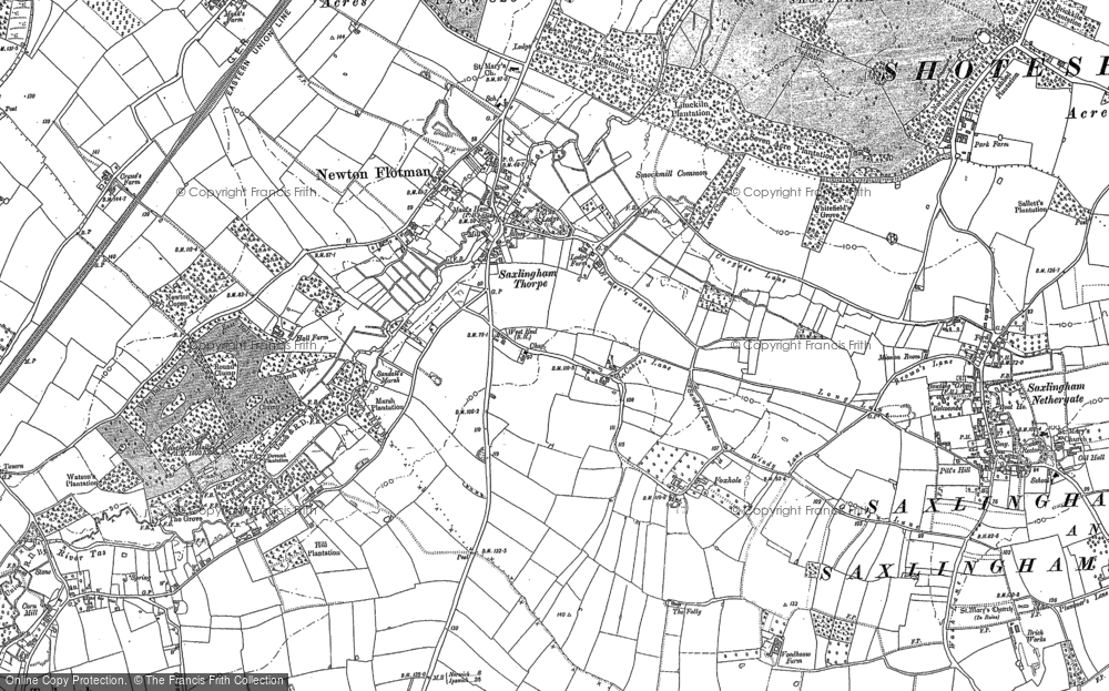 Old Map of Historic Map covering Foxhole in 1880