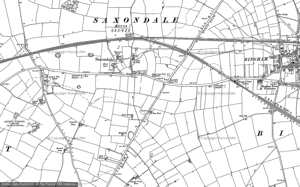 Old Map of Saxondale, 1883 in 1883