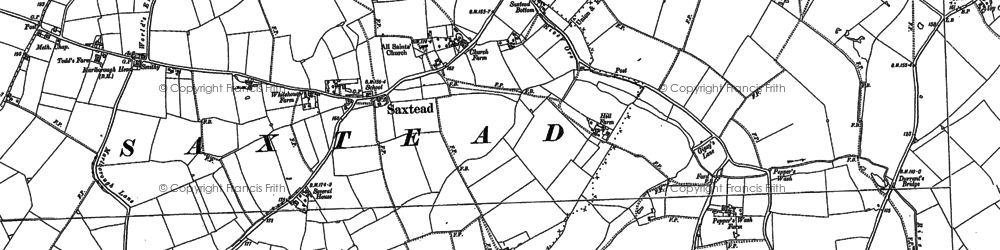 Old map of Saxtead Little Green in 1884