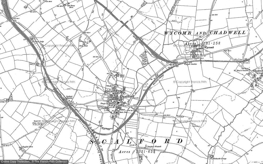 Old Map of Scalford, 1884 in 1884