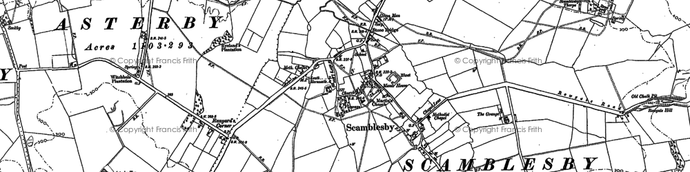 Old map of Scamblesby in 1887