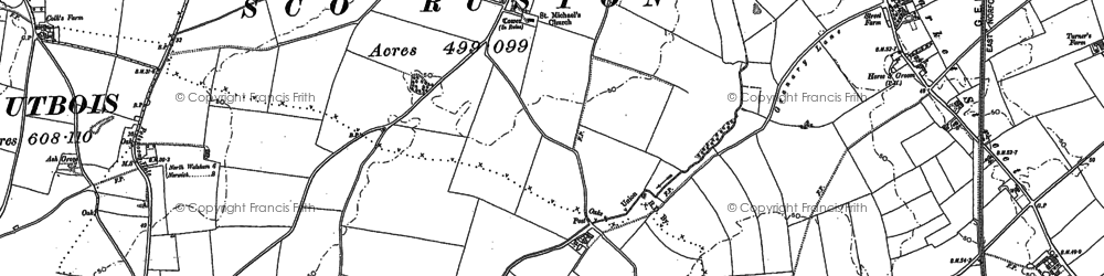 Old map of Sco Ruston in 1884