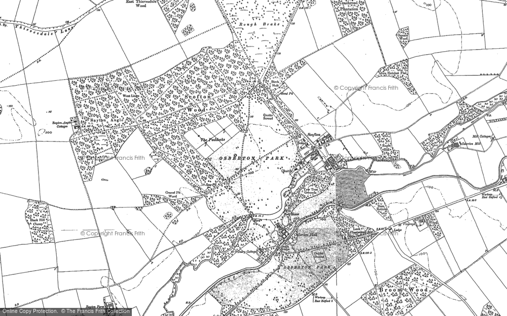 Old Map of Historic Map covering Broom Wood in 1884