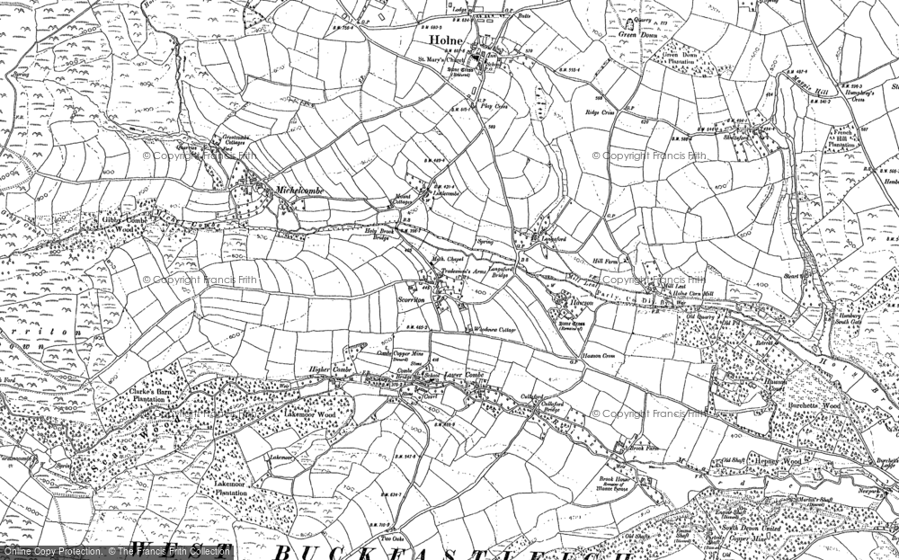 Old Map of Scorriton, 1885 - 1886 in 1885