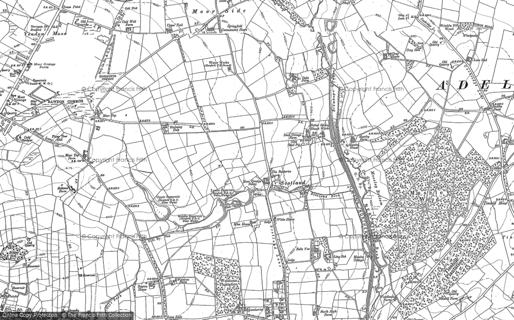 Old Map of Historic Map covering Leeds, Bradford International Airport in 1891