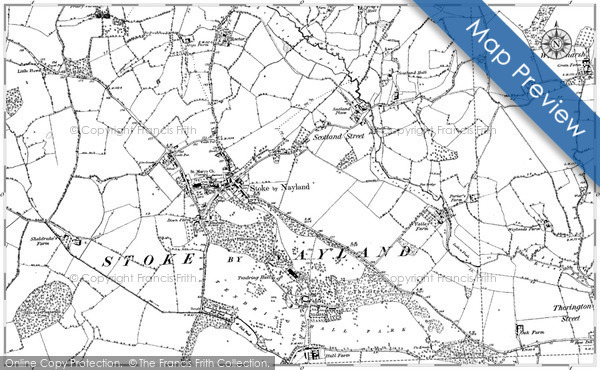 Old Map of Historic Map covering Stoke-by-Nayland in 1884