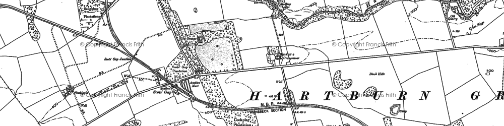 Old map of Scots' Gap in 1895