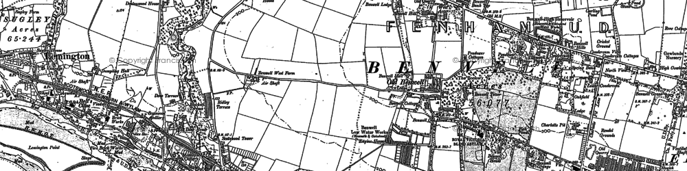 Old map of Blaydon Haughs in 1914