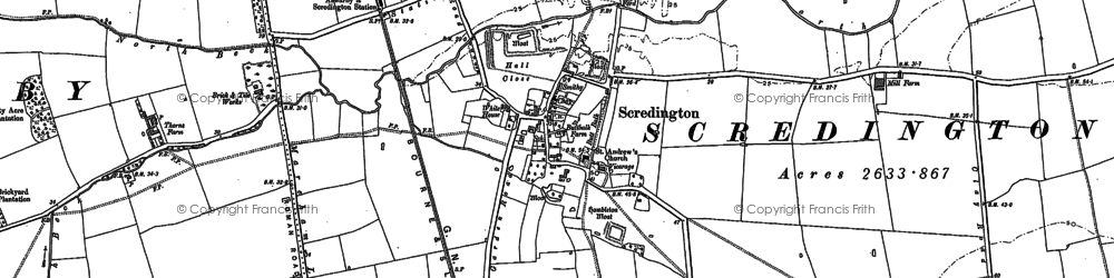 Old map of Scredington in 1887