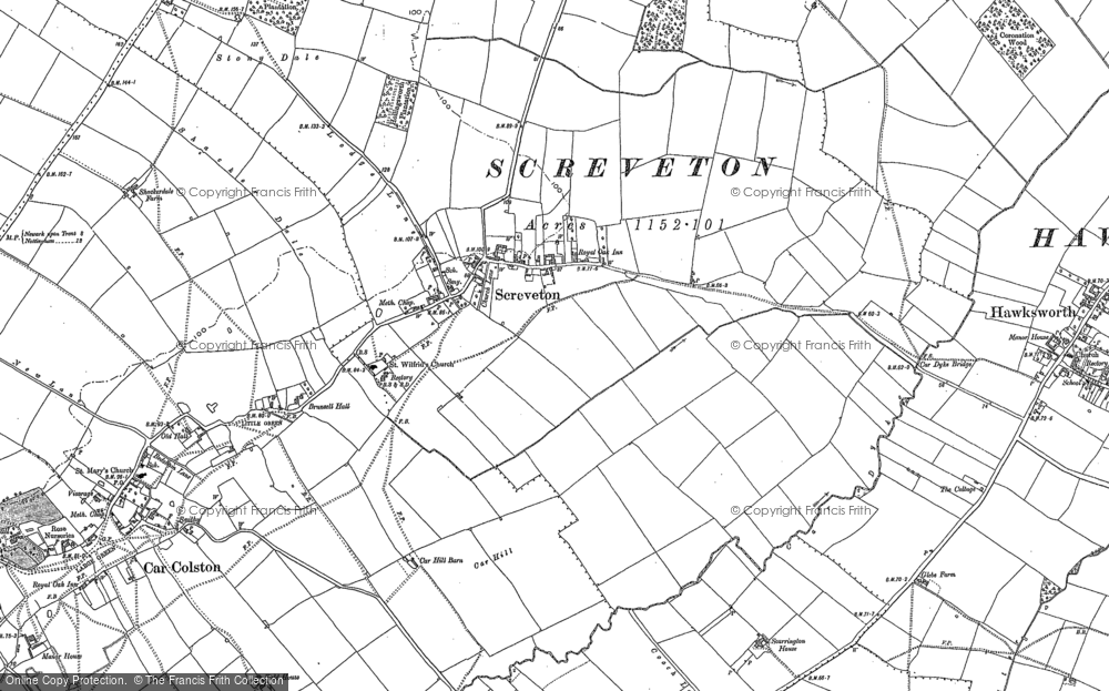 Old Map of Screveton, 1883 - 1899 in 1883