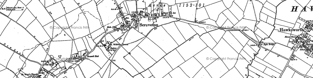 Old map of Screveton in 1883