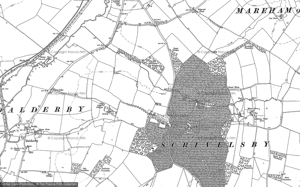Old Map of Scrivelsby, 1887 in 1887
