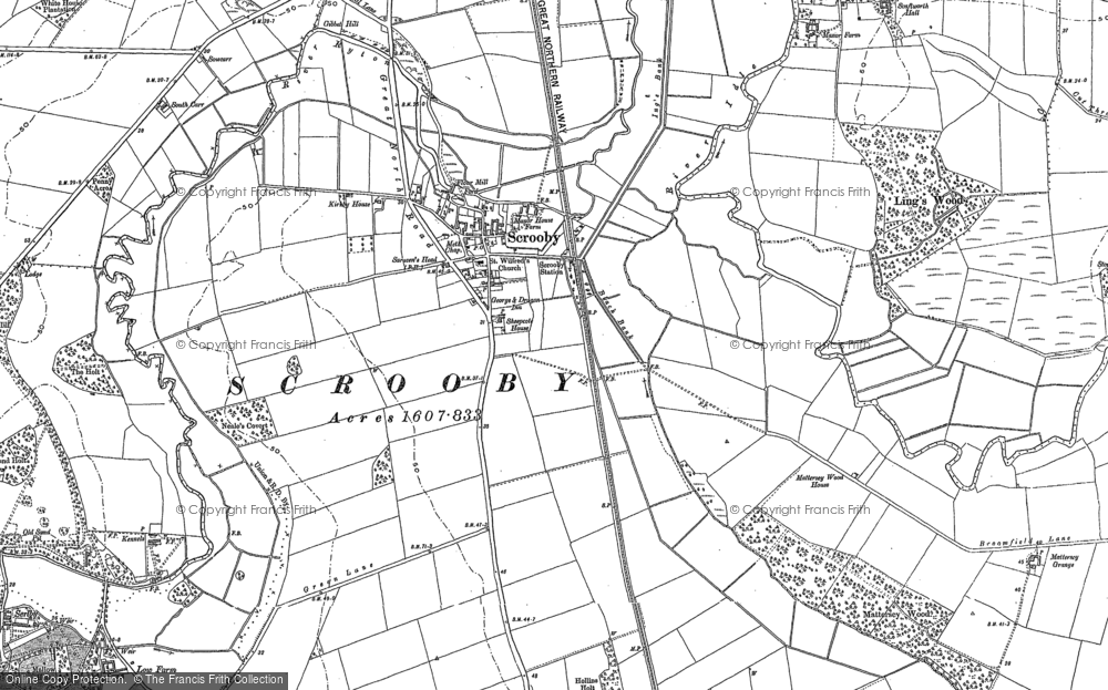 Old Map of Scrooby, 1885 in 1885