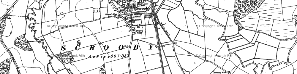 Old map of Scrooby in 1885