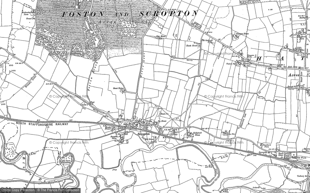 Old Map of Scropton, 1899 - 1900 in 1899