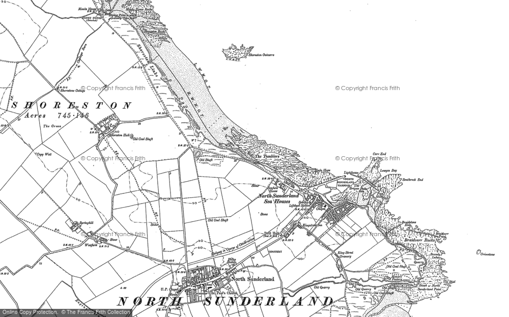 Old Map of Seahouses, 1896 - 1897 in 1896