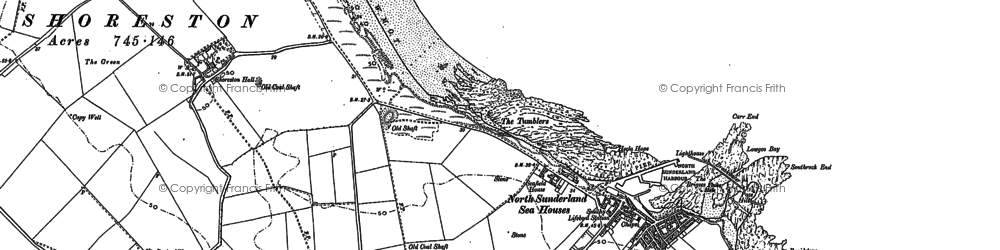 Old map of Seahouses in 1896