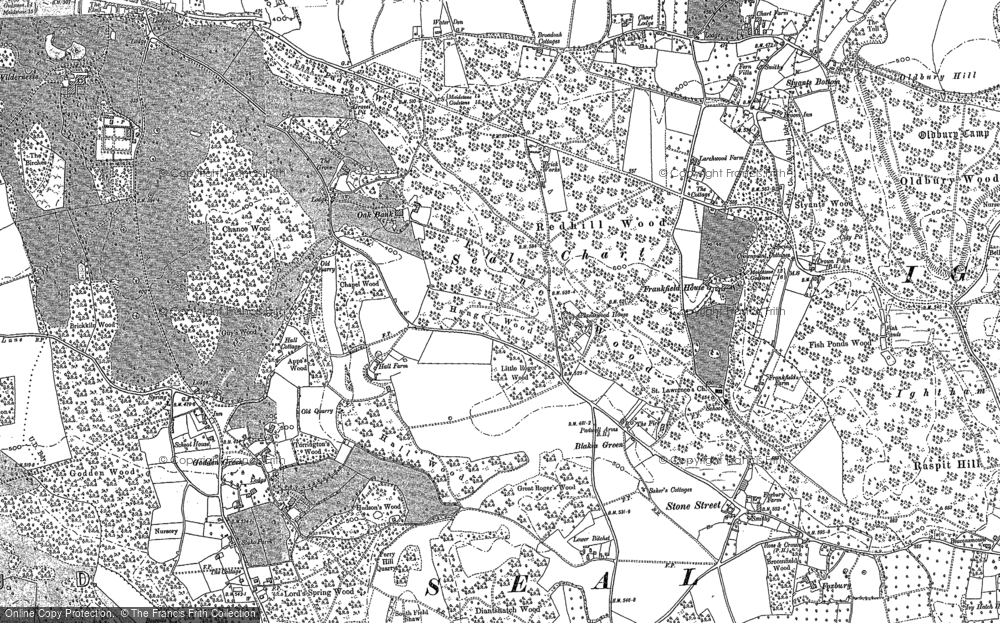 Old Map of Historic Map covering Heaverham in 1895