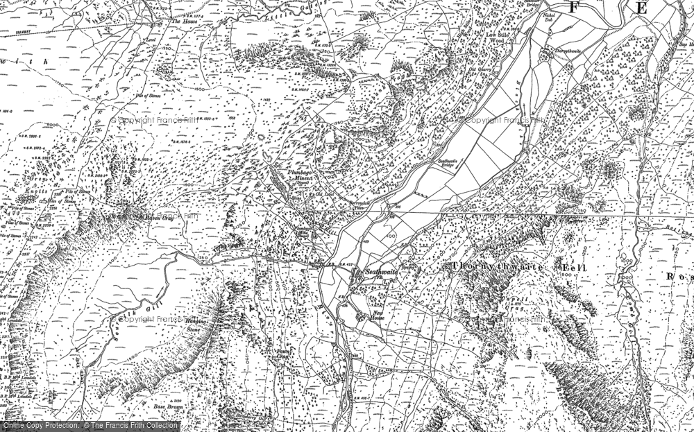Old Map of Historic Map covering Honister Crag in 1897