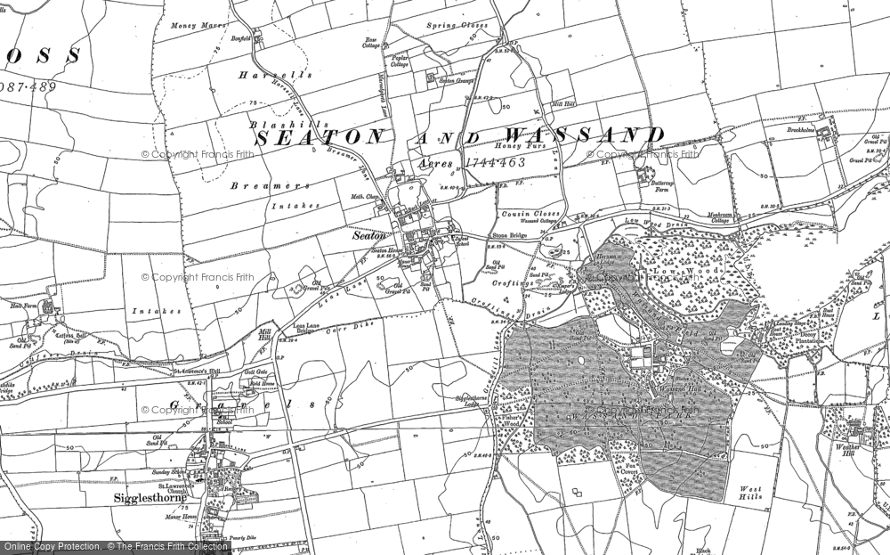 Old Map of Seaton, 1908 - 1909 in 1908