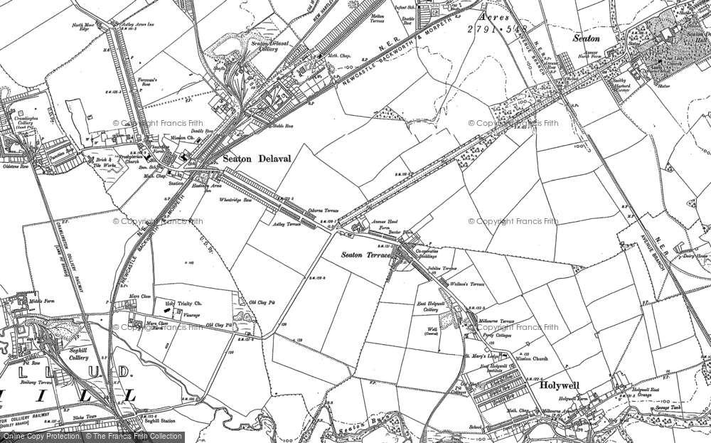 Old Map of Seaton Delaval, 1896 in 1896