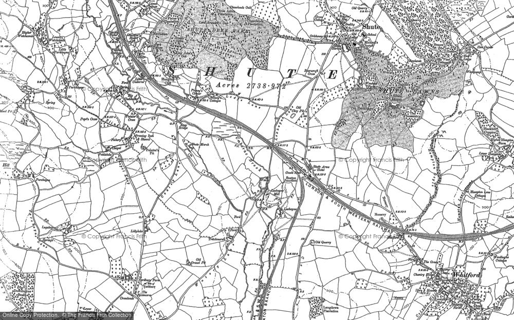 Old Map of Historic Map covering Umborne in 1887