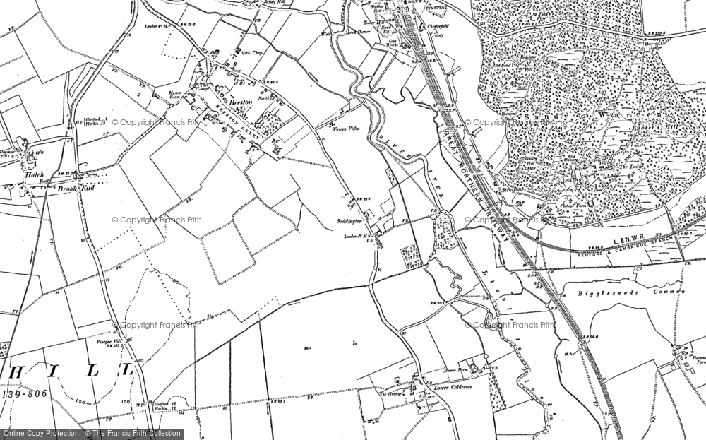 Old Map of Historic Map covering Brook End in 1882