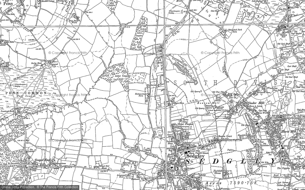 Old Map of Sedgley, 1884 - 1885 in 1884