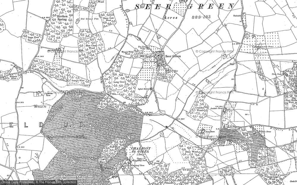 Old Map of Historic Map covering Birchen Spring in 1923