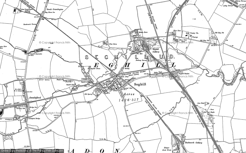 Old Map of Seghill, 1895 - 1896 in 1895