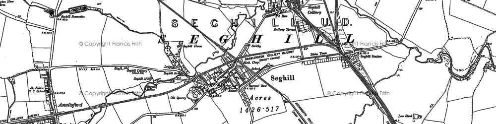Old map of Seghill in 1895