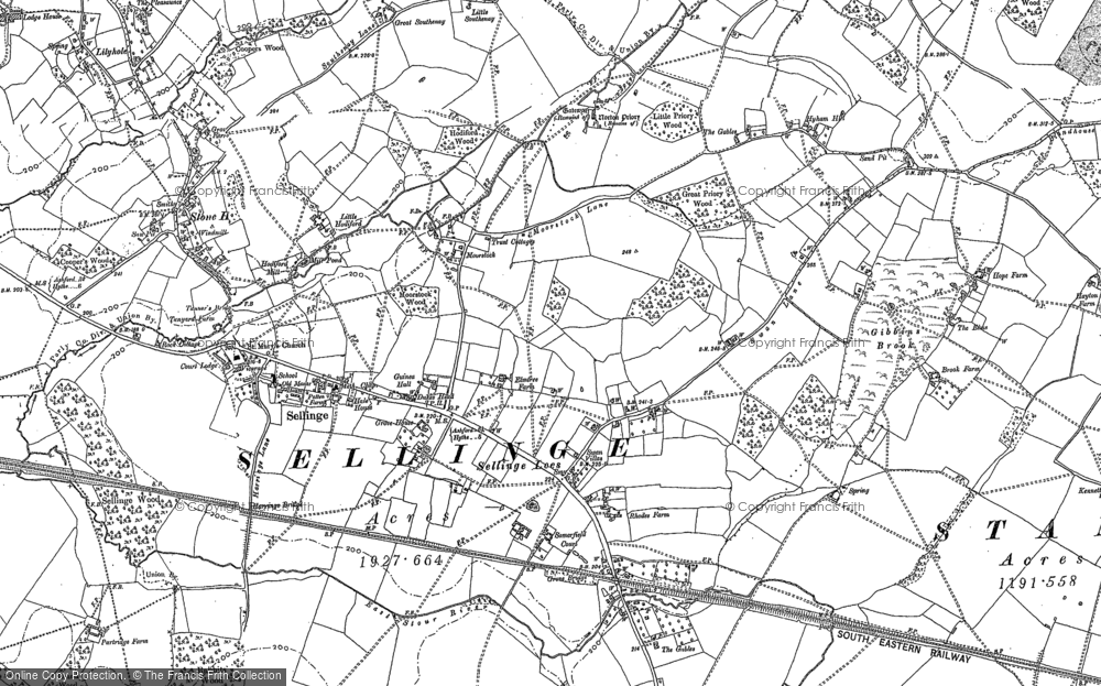 Old Map of Sellindge, 1896 - 1906 in 1896