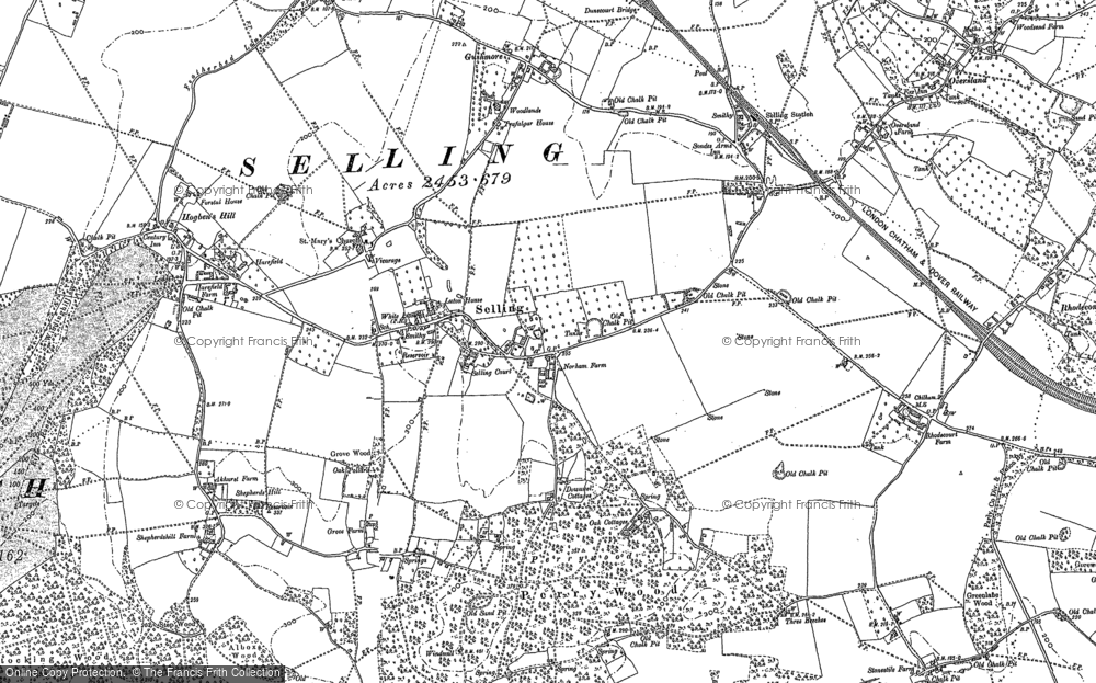 Old Map of Historic Map covering Hogben's Hill in 1896