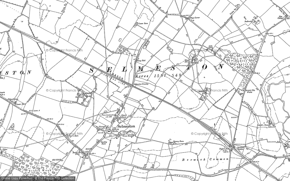 Old Map of Selmeston, 1898 in 1898
