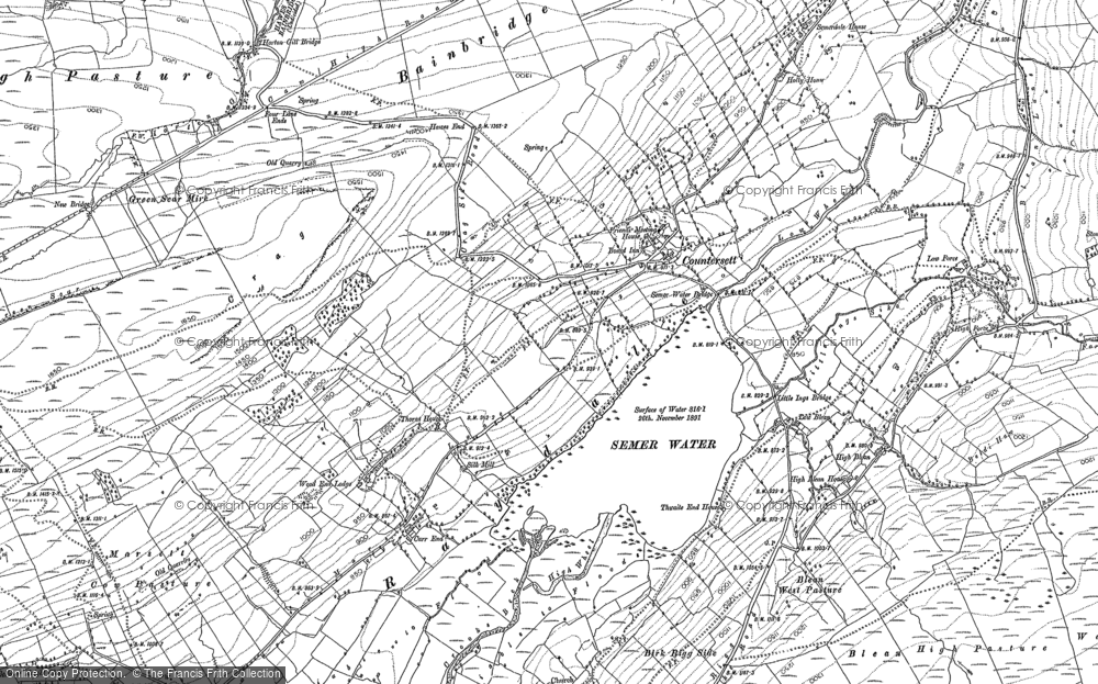 Old Map of Semer Water, 1892 - 1910 in 1892