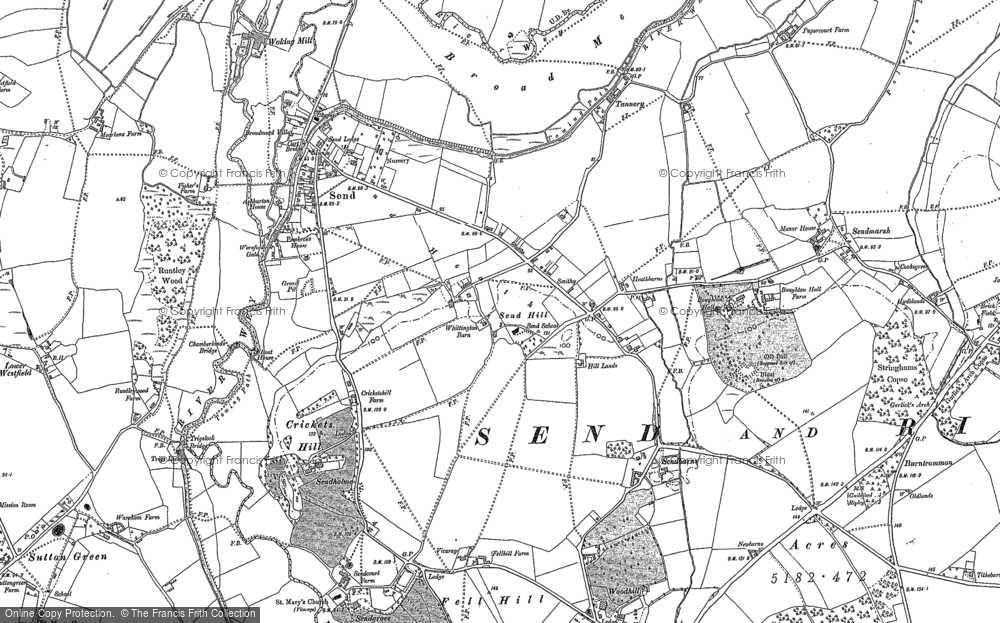Old Map of Historic Map covering Burntcommon in 1895