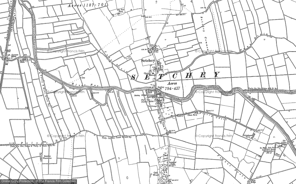 Old Map of Setchey, 1884 in 1884
