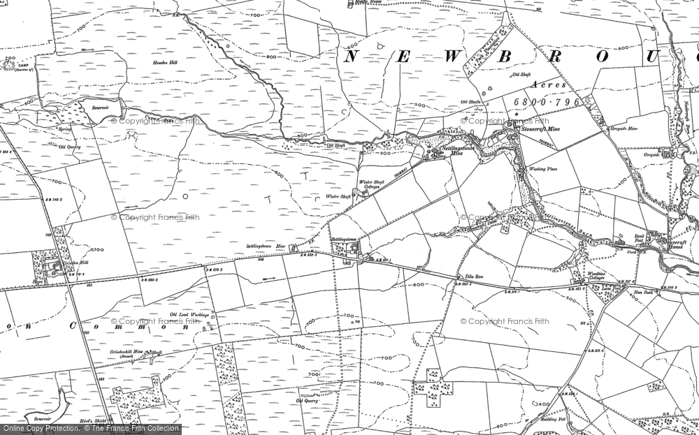 Old Map of Historic Map covering Brown Moor in 1895
