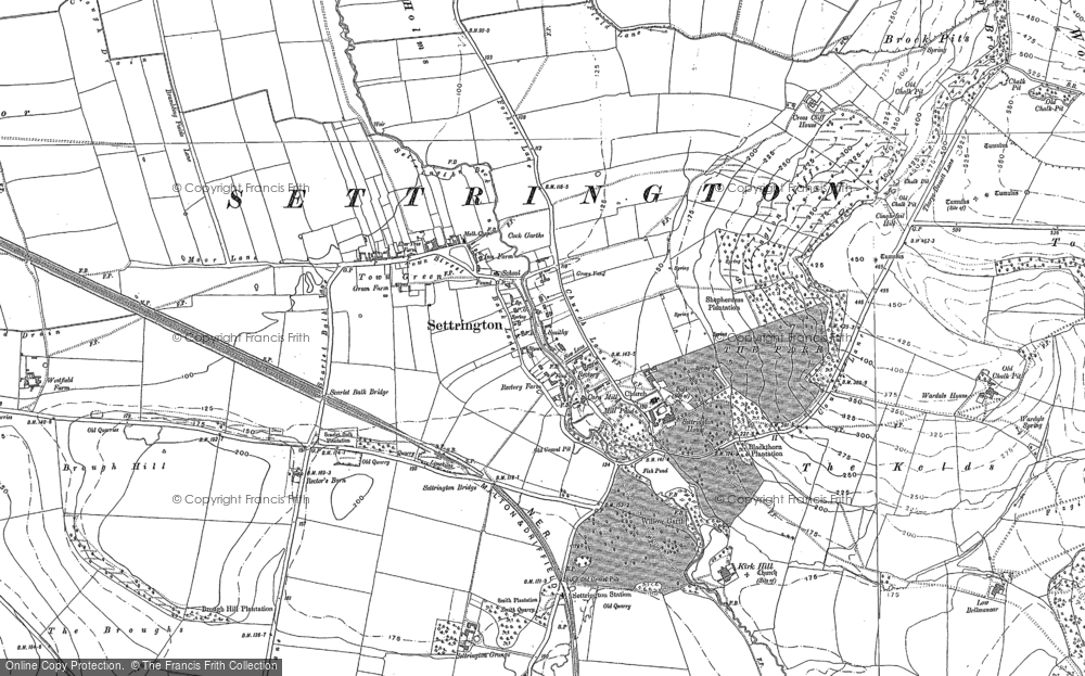 Old Map of Historic Map covering Brough Hill Plantn in 1888