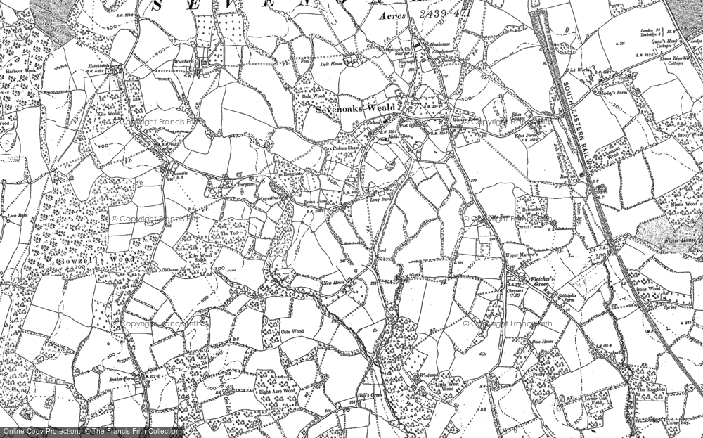 Old Map of Historic Map covering Sevenoaks Common in 1895