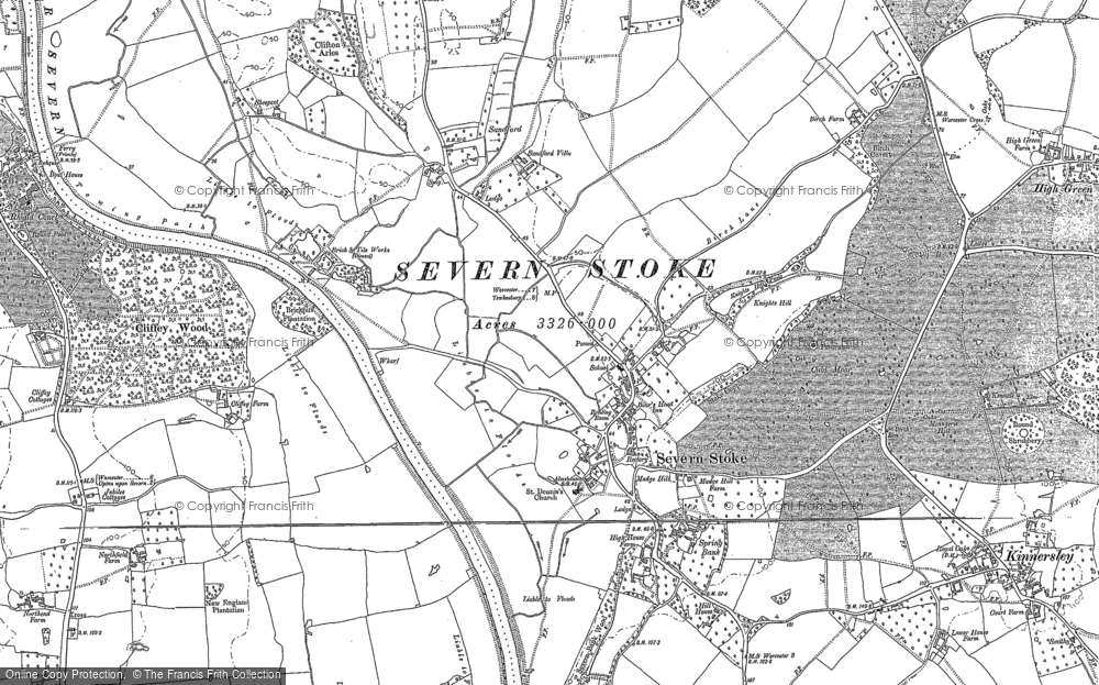 Old Map of Severn Stoke, 1883 - 1884 in 1883